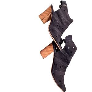 Dibat/Diba True Black Suede Perforated Ankle heels-from Evereve- NWT